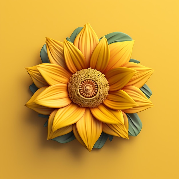 A 3d paper sunflower with a yellow background