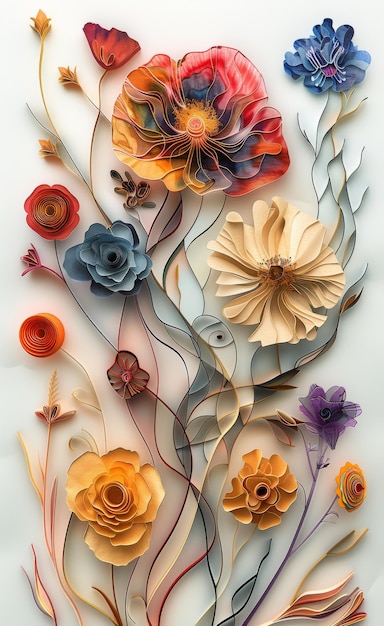 3d papercut in the style of surrealistic cartoons detailed shading realistic dreaming dry flower