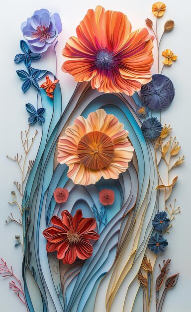 3d papercut in the style of surrealistic cartoons detailed shading realistic dreaming dry flower