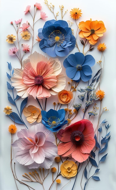 3d бумажная вырезка в стиле сюрреалистических мультфильмов подробное затенение реалистичный мечтающий сухой цветок