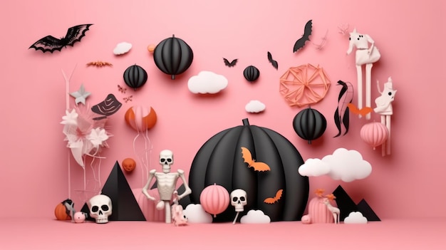 3d papper cut halloween event post card