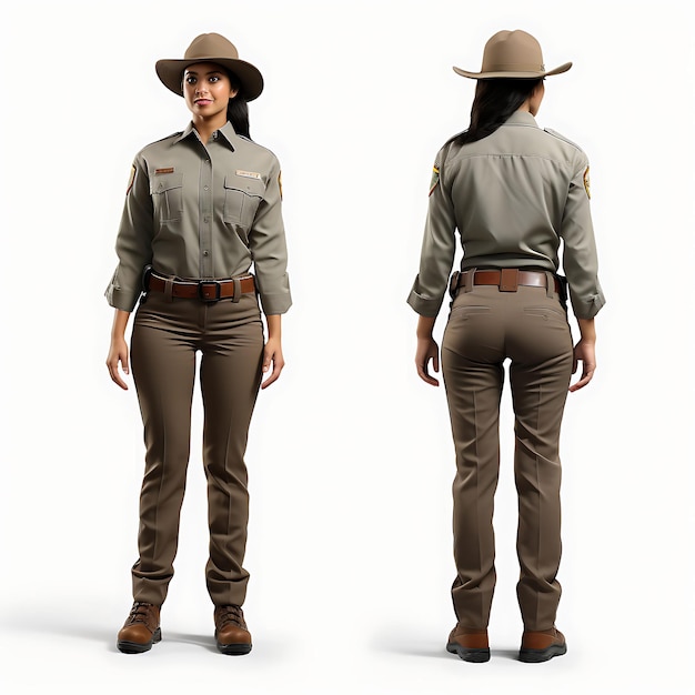 Premium Photo | 3D of Park Ranger in Uniform With Park Logo Focusing on