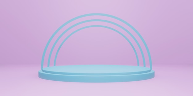 3D pastel minimal product mockup. Pink and blue stand.