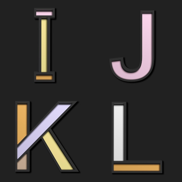 3D pastel uppercase letters on black background