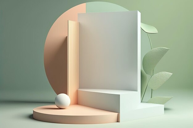 3D Pastel White Podium Display природа деревянная подставка Фон для продуктов Generative ai