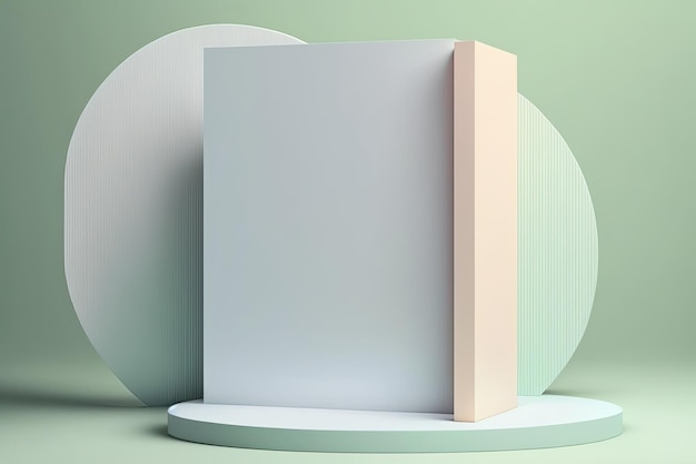 3D Pastel White Podium Display nature wooden stand Background for products Generative ai