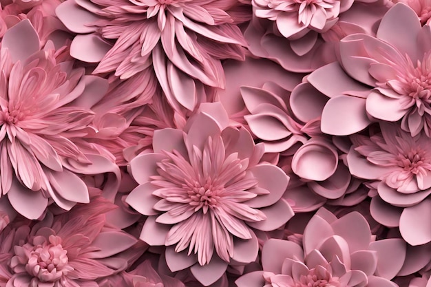 3D-patroon met roze bloemen ingewikkelde details 69