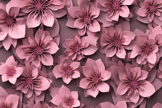 3D Pattern with pink flowers intricate details 12