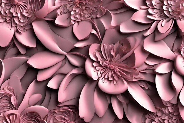 3D Pattern with pink flowers intricate details 42