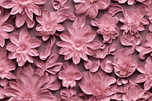 Photo 3d pattern with pink flowers intricate details 78