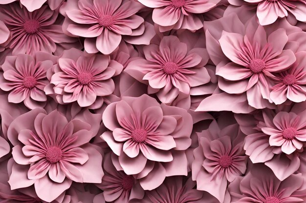 3D Pattern with pink flowers intricate details 88