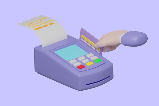 온라인 쇼핑 3d 렌더링을 위한 신용 카드 및 청구서 부가가치세를 통한 3D 결제
