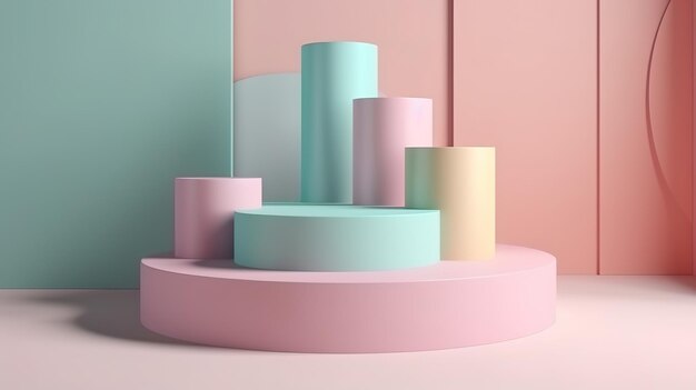 3D Pedestal podium display set Abstracte pastelkleuren staat achtergrond Generatieve ai