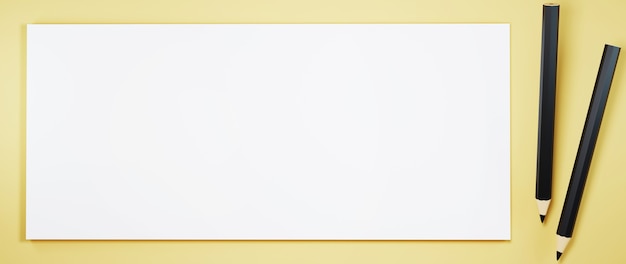 3d карандашей и пустая страница на желтой поверхности