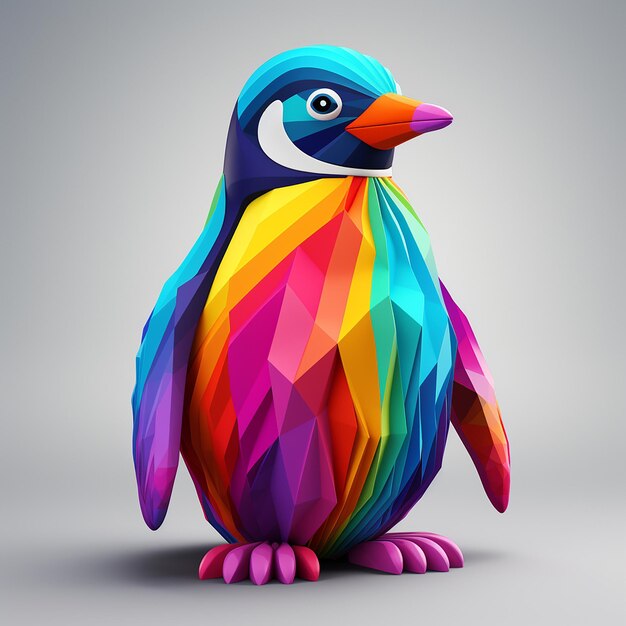 3d penguin colorful on solid background