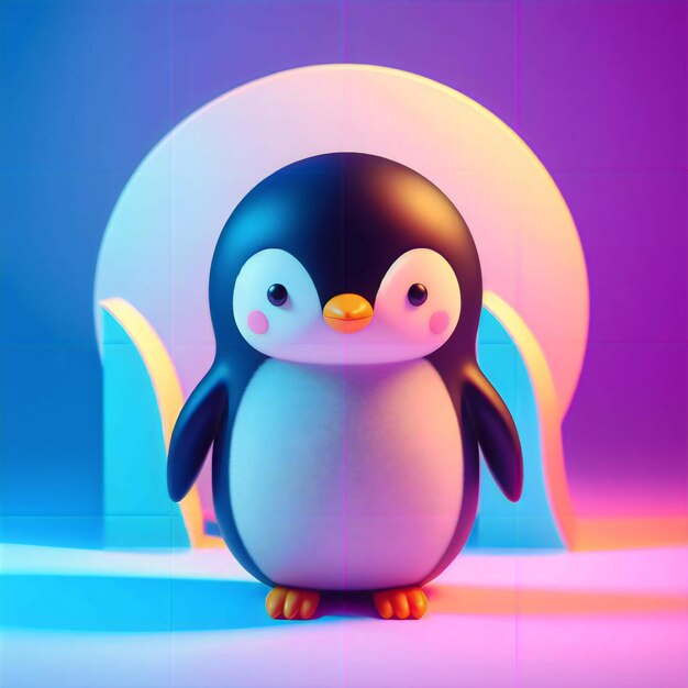 3d penguin colorful