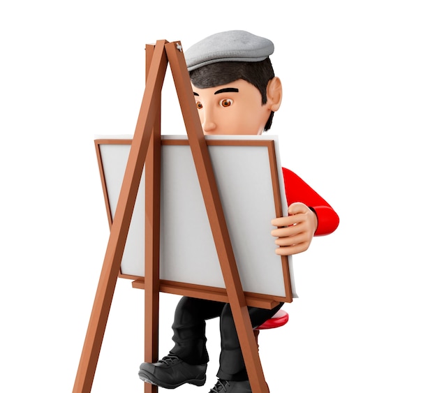 3d people artist with an easel