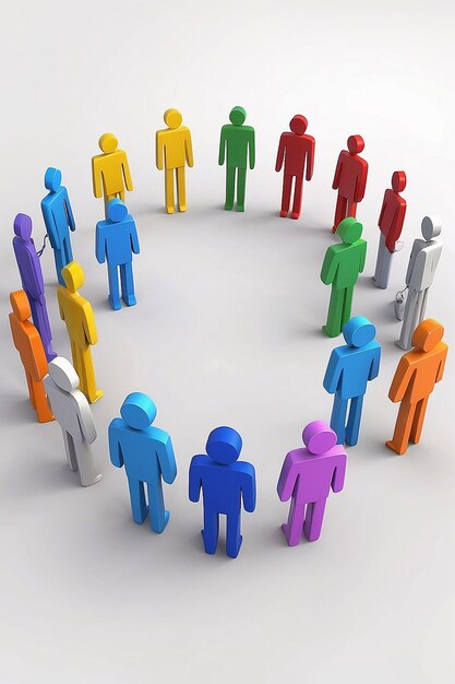 3d people human character people in circle This is a 3d render illustration