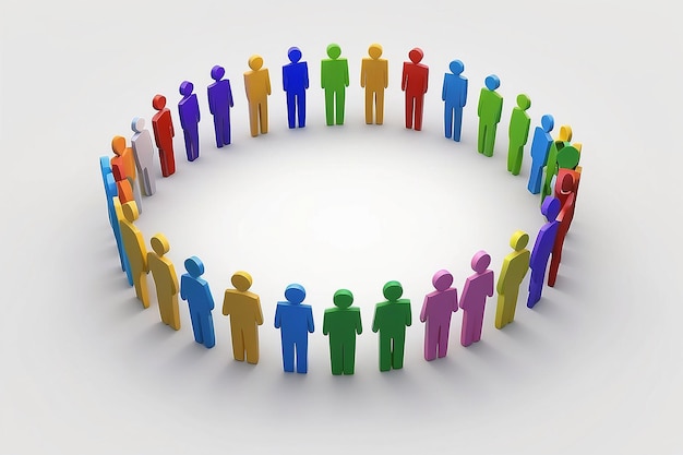 3d people human character people in circle This is a 3d render illustration