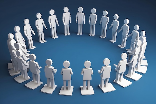 3d people human character people in circle This is a 3d render illustration