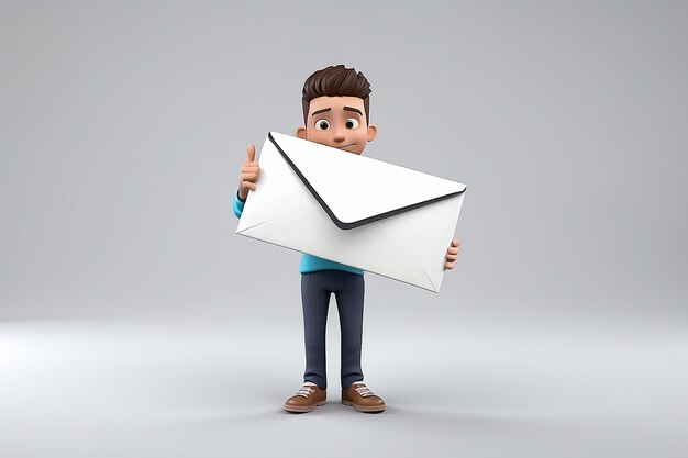 3d people human character person with a big envelope