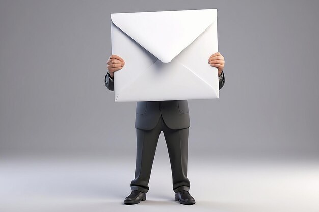 3d people human character person with a big envelope
