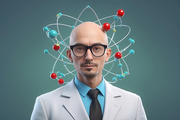 3d people man person and conceptual structure of atom