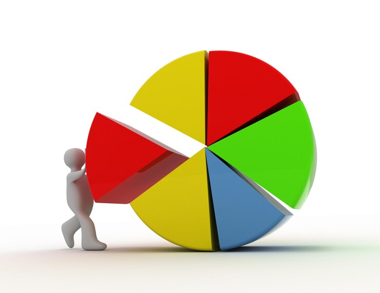 Photo 3d people - man, person with colorful pie chart