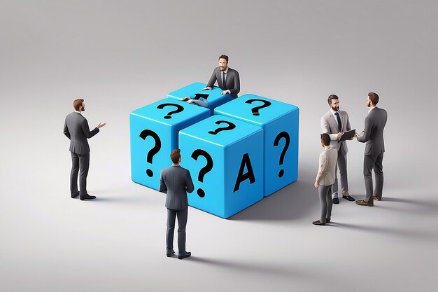 3d people man person with cubes Question and answer QA