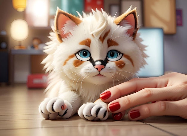 3d Persian cute cat sitting on ground wallpaper background