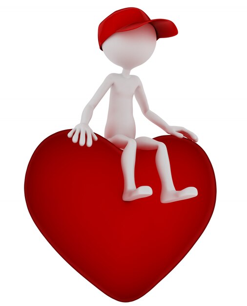 3d person sitting on heart shape