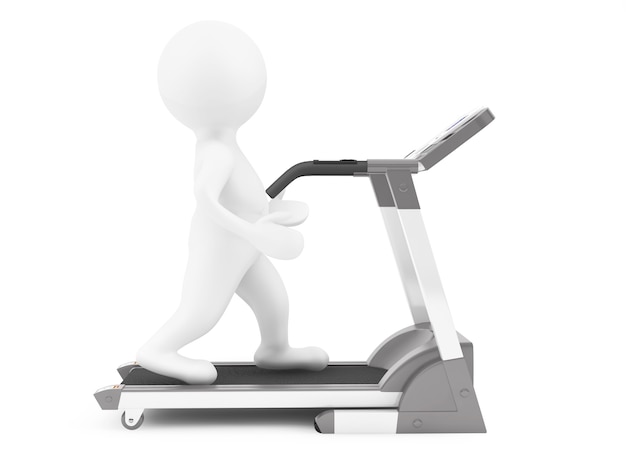 Photo 3d person on treadmill machine on a white background