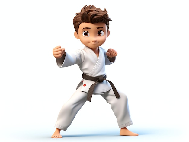 3D personage portretten van jonge atleet karate