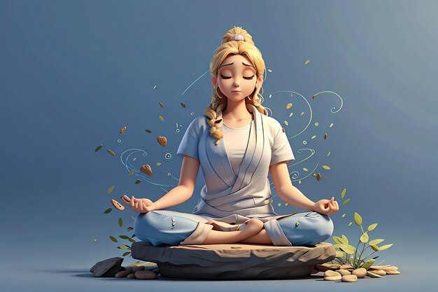 3d personage stand meditatie