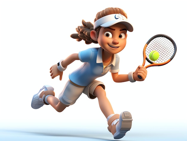 3D-personageportretten van jonge tennisspelers