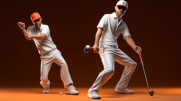 3D-personages genieten van golfmomenten
