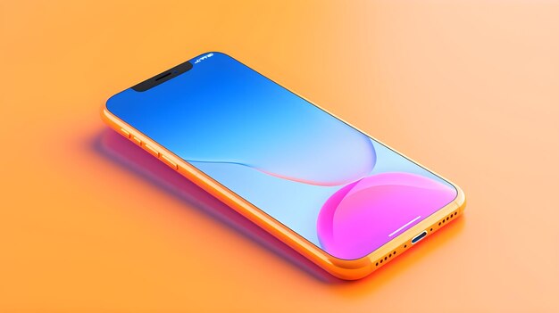 Foto telefono 3d su sfondo arancione