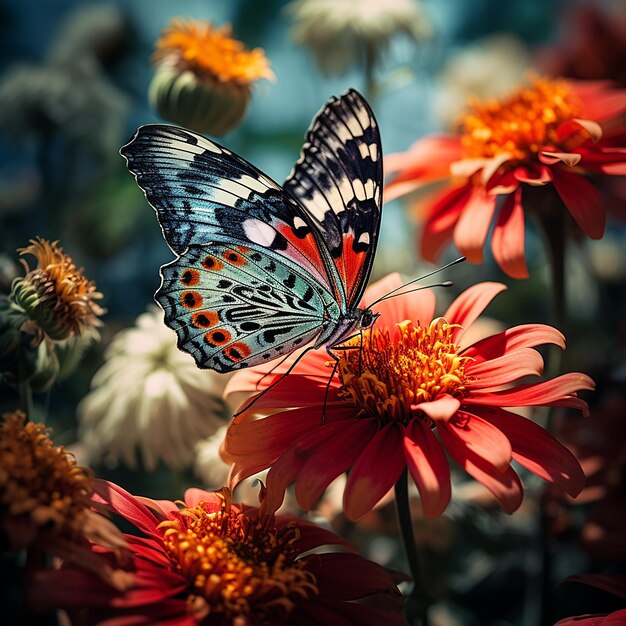 Foto foto 3d di una bellissima farfalla fatta con ai generativa