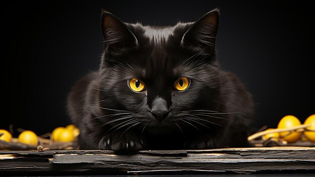 Photo 3d photo of a black cat wallpaper