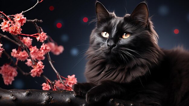 3d photo of a black cat wallpaper