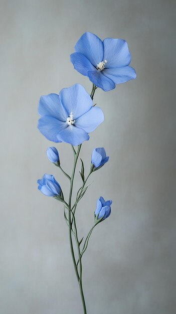 3d photo of blue flowers in a field of grass with yellow