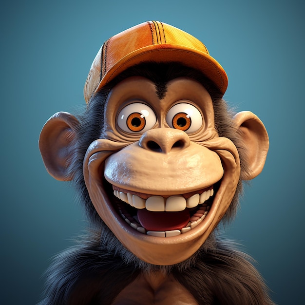 Photo 3d photo of cartoon character of monkey