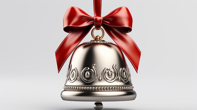 Photo 3d photo of a christmas bell with bow wallpaper