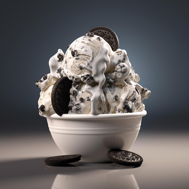 3d photo of cookies and creamy ice cream