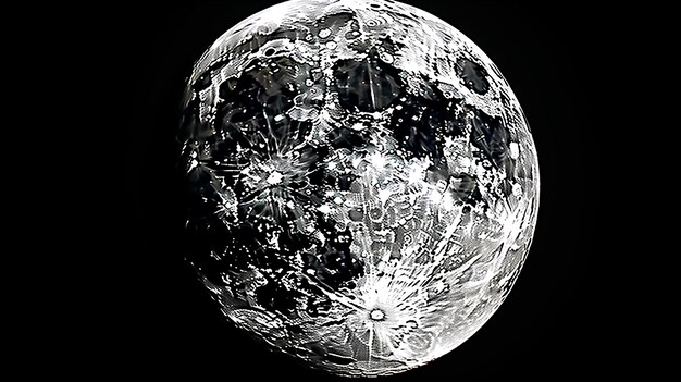 3d photo of crystal moon with detailing objects