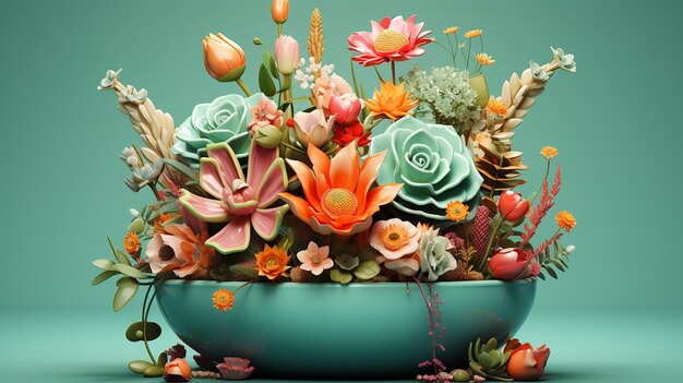 カクタス花の壁紙の可愛いイメージの3D写真