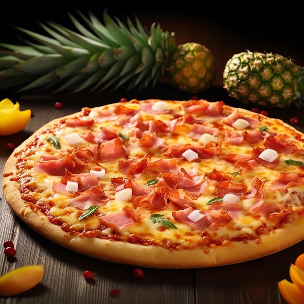 3d photo of delicious pizza illustration made with generative ai