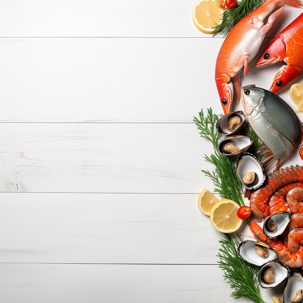 Photo 3d photo of delicious sea food background made with generative ai