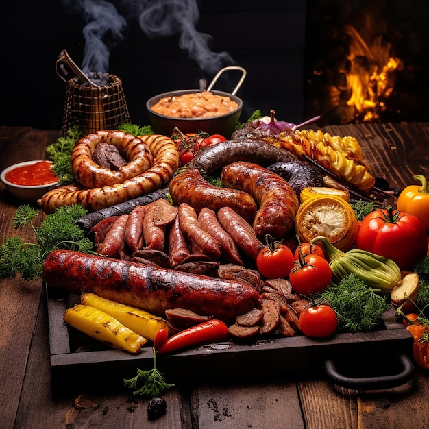 3d photo of delicious spicy grilled meal on table made with generative ai