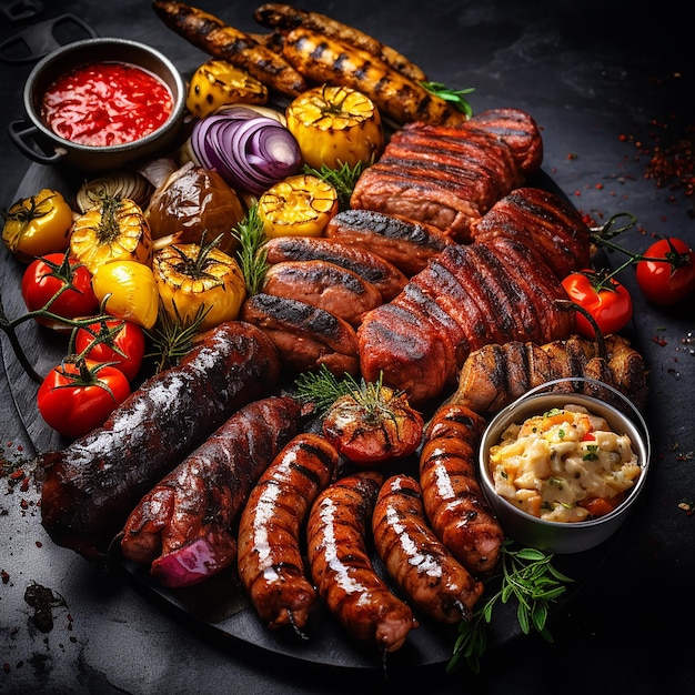 Photo 3d photo of delicious spicy grilled meal on table made with generative ai